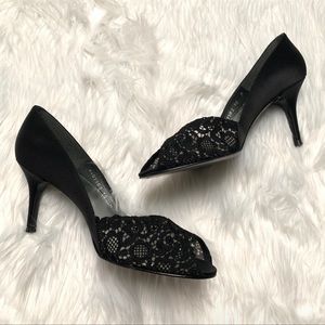 Stuart Weitzman Black Lace Heels
